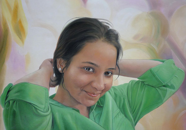 a custom oil paiunting of a beautiful young woman
