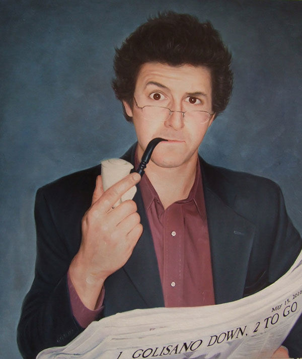a custom oil painting of a guy with a smoking pipe