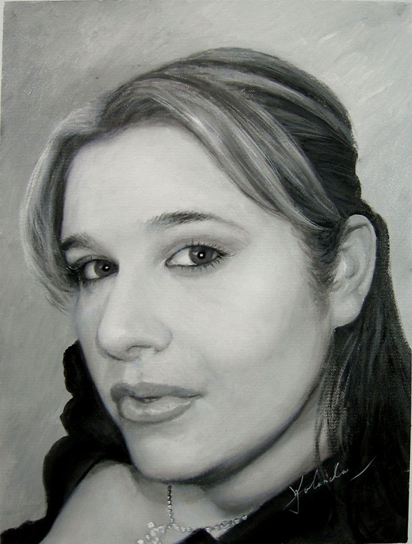 custom acrylic black and white portrait of woman
