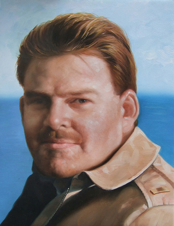 a custom oil painting of a man with ginger hair