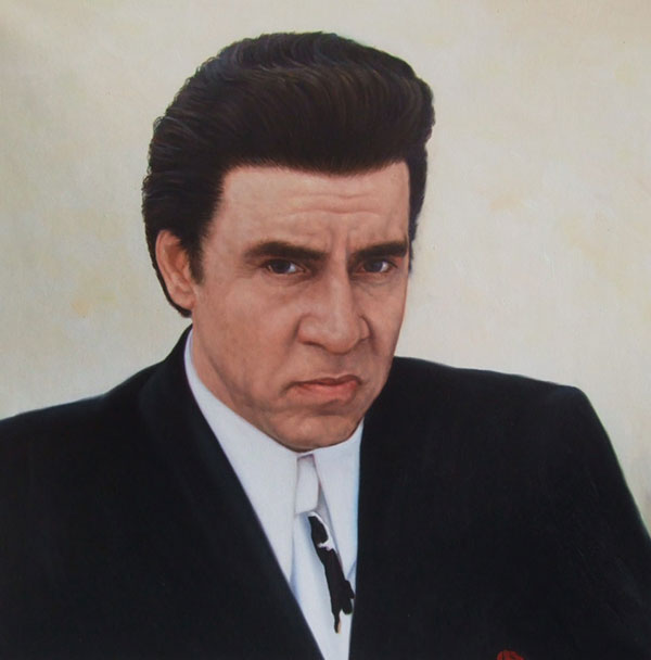 a custom oil painting of a man in a suit