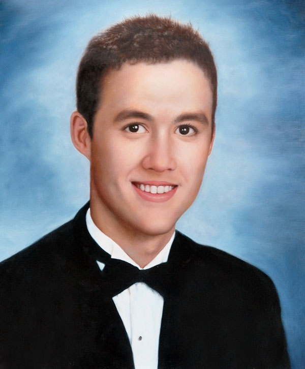 a custom oil painting of a young man