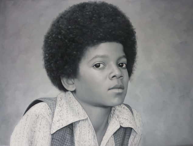 a black and white portrait of michael jackson