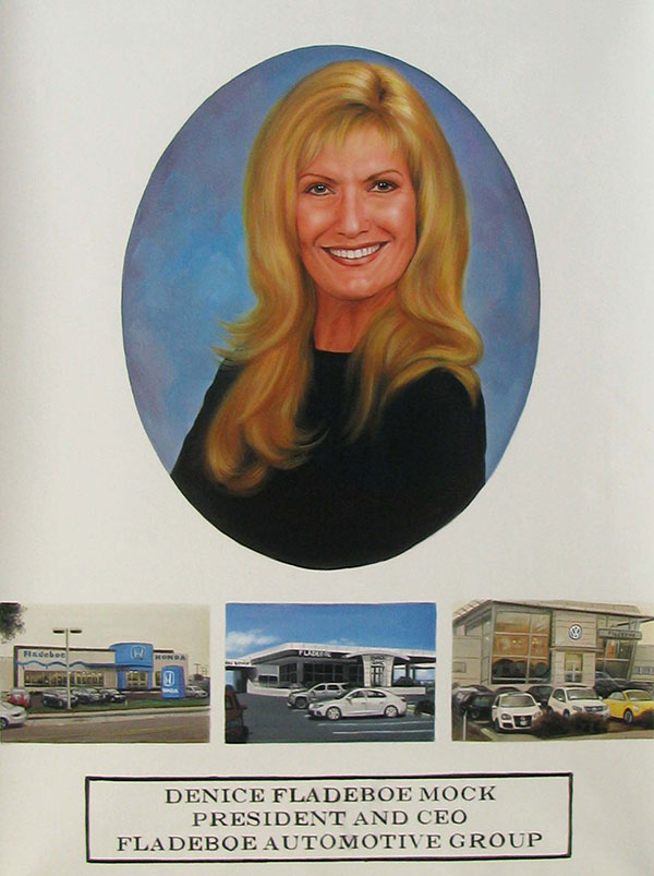a custom oil painting of a woman with long blonde hair