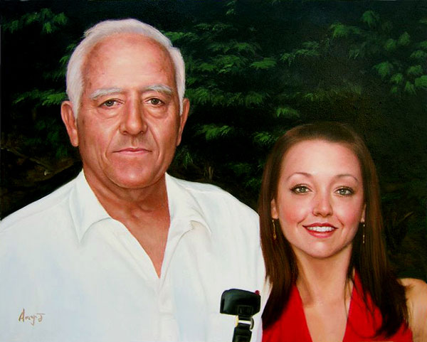 oil painting of father and daughter
