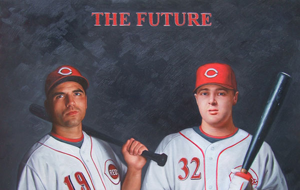 a custom oil painting of baseball portrait