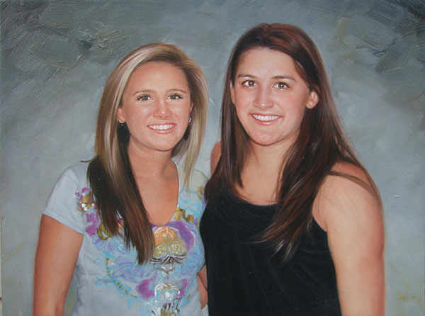 a custom oil painting of friends