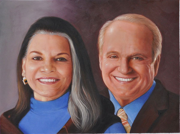 custom oil portrait of elder white couple
