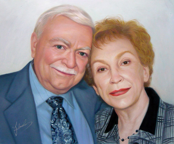 photo to art oil canvas elder white couple