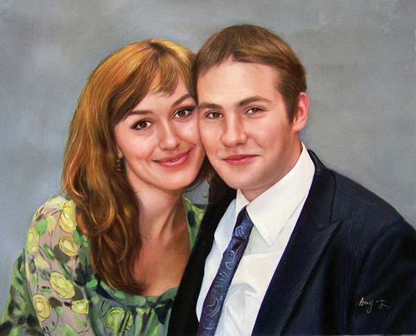 Familienportrait gemalt in Öl