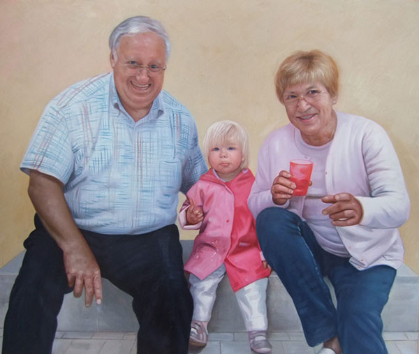 Familien Ölgemälde