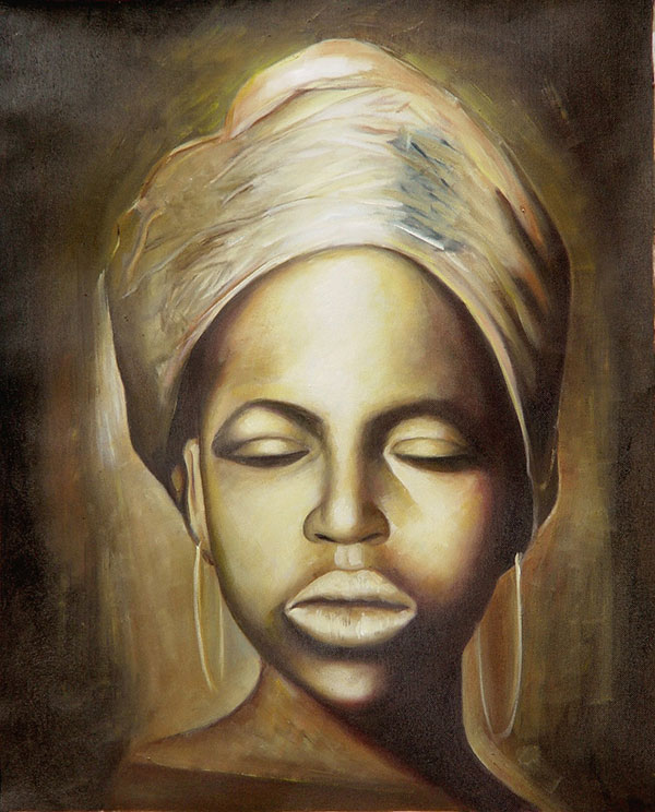 Acrylgemälde einer jungen afrikanischen Frau