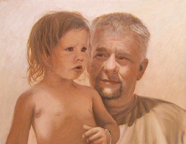 custom acrylic portrait of grandfather with grandson