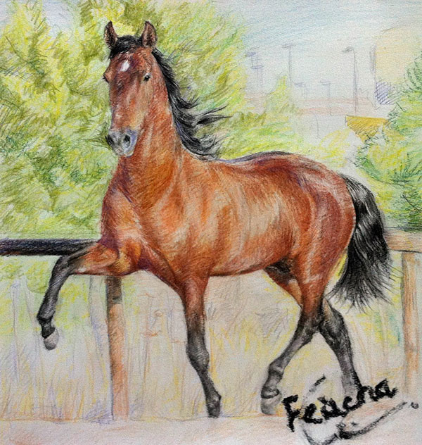 pintura al óleo de un caballo