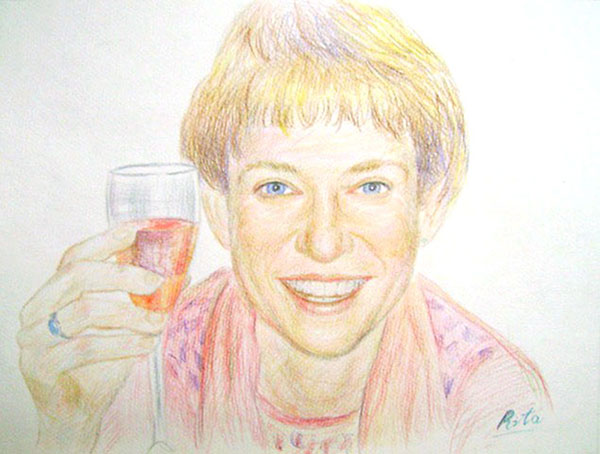 Portrait individuel au crayon couleur