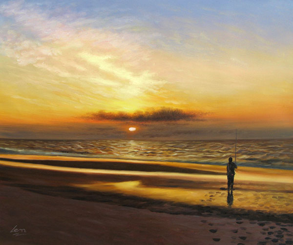 Oil sunset painting