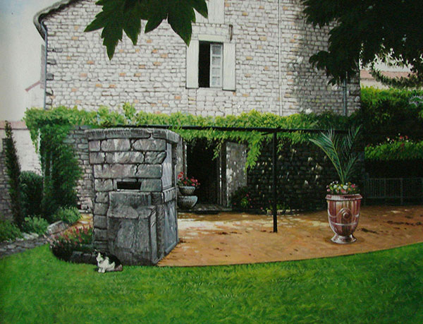 Peinture sur toile à l'acrylique d'une maison