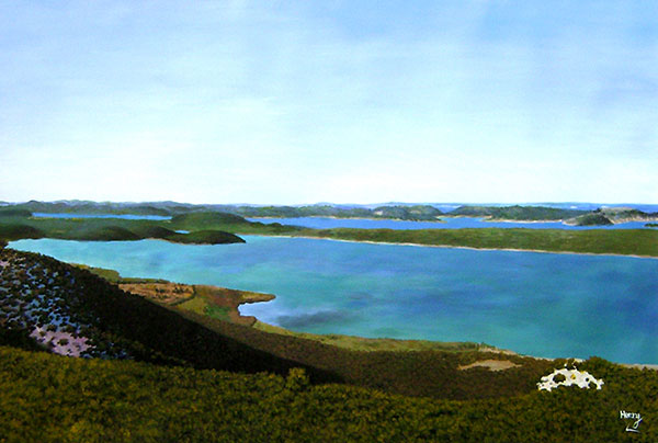 Paysage peint à l'acrylique