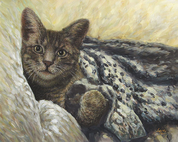 cat portrait in pastel