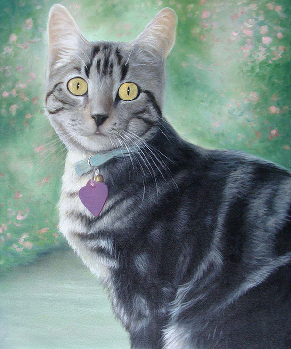 adorable grey kitten oil painting