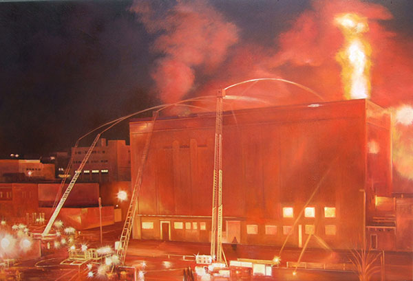 oil painting of fireman