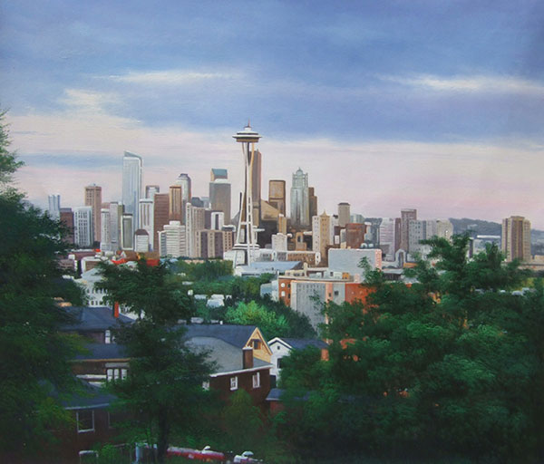 futuristic oil painting
