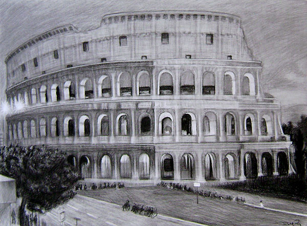 paesaggio ritratto a carboncino