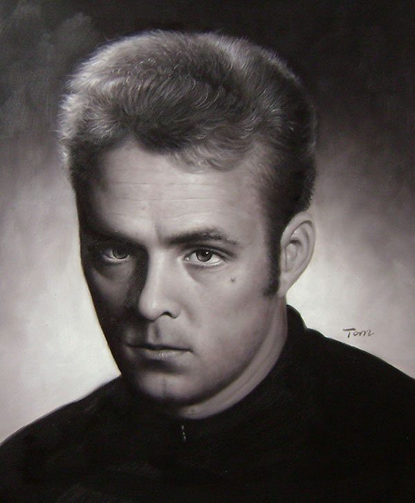 oil portrait in black and white