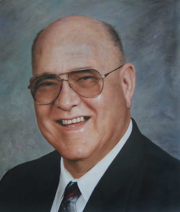 a custom oil painting of a bald man with glasses