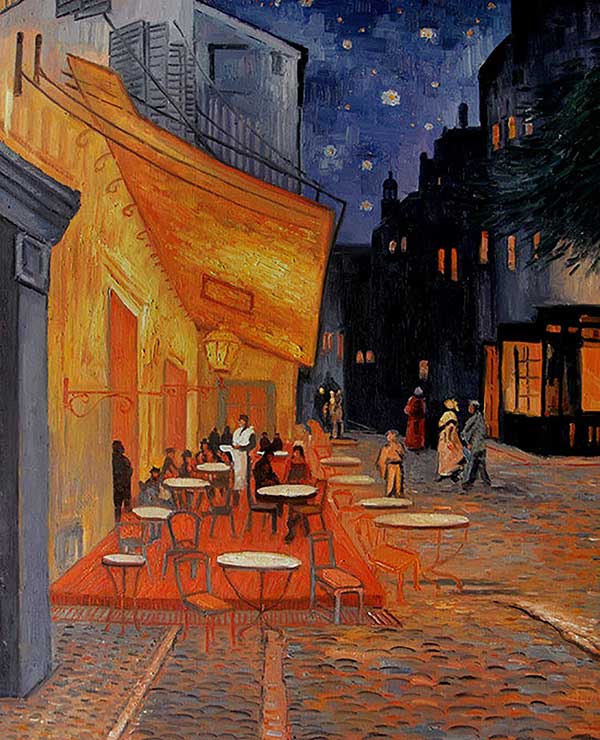 photo to painting of your favorite cafe at night