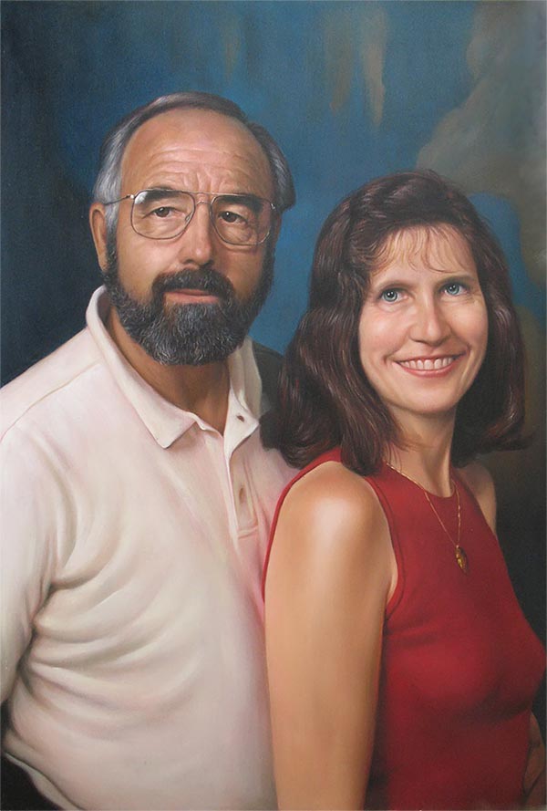 an oil paintying of a couple