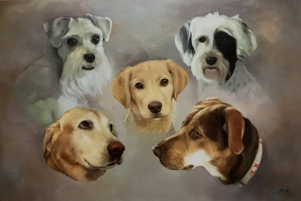 five dogs painting