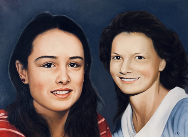 Custom handmade oil painting of the two women