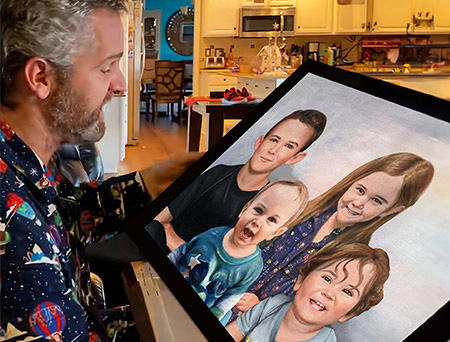 Hand-painted Christmas portrait gift