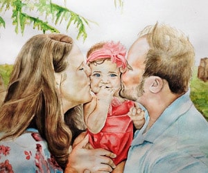 Custom Watercolor Family Painting